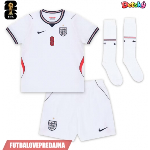 Lacne Dětský Futbalové dres Anglicko Elliot Anderson #8 MS 2026 Krátky Rukáv - Domáci (+ trenírky)